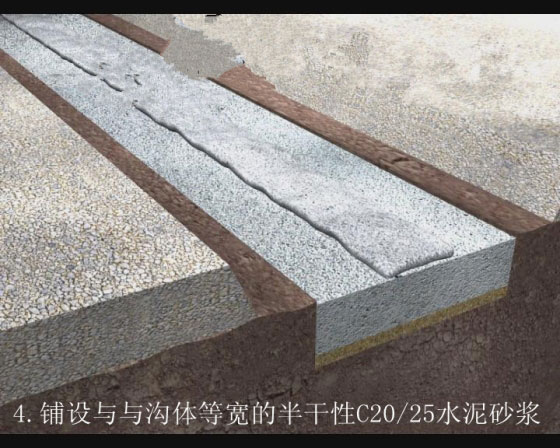 铺设干性C20/25水泥砂浆